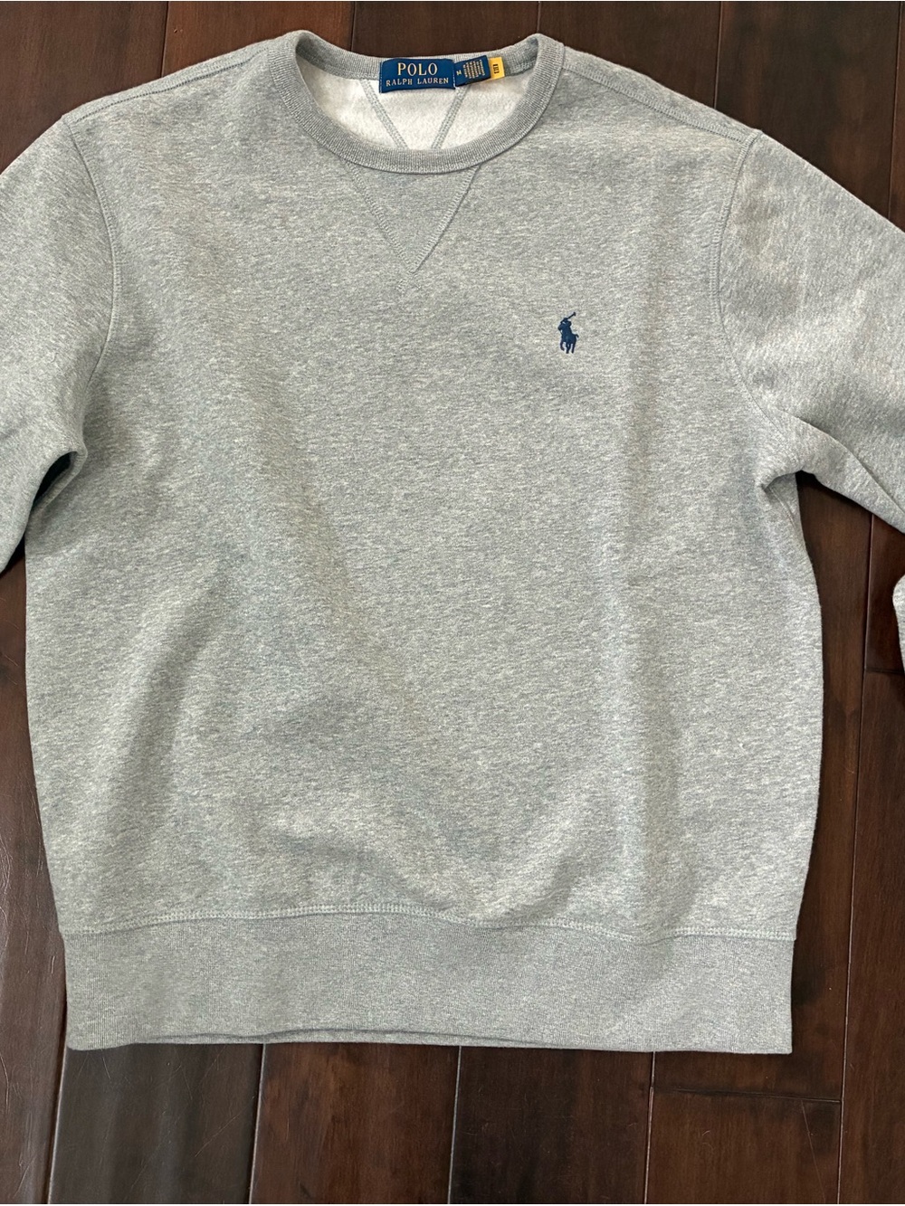 Ralph Lauren Men's Light Gray Crewneck Sweatshirt with Navy Pony